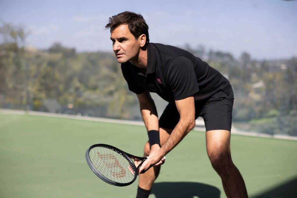 Roger Federer on court