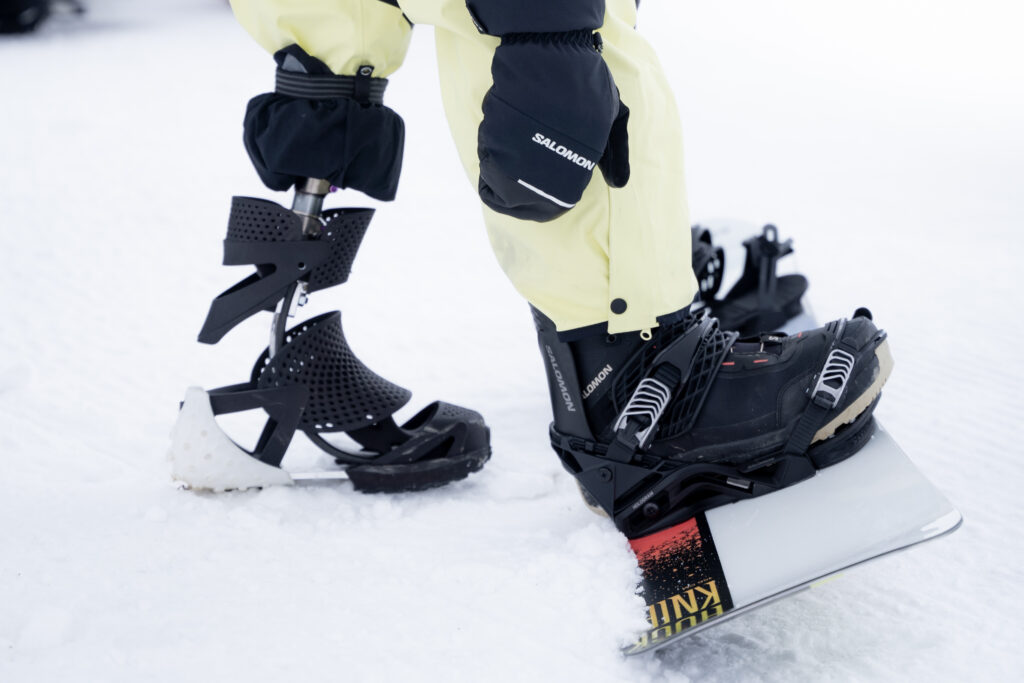 Salomon snowboard prosthetic.